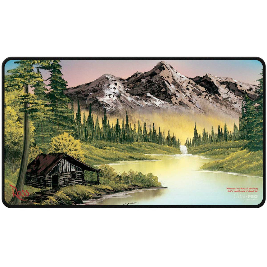 Bob Ross: Mountain Retreat Black Stitched Playmat