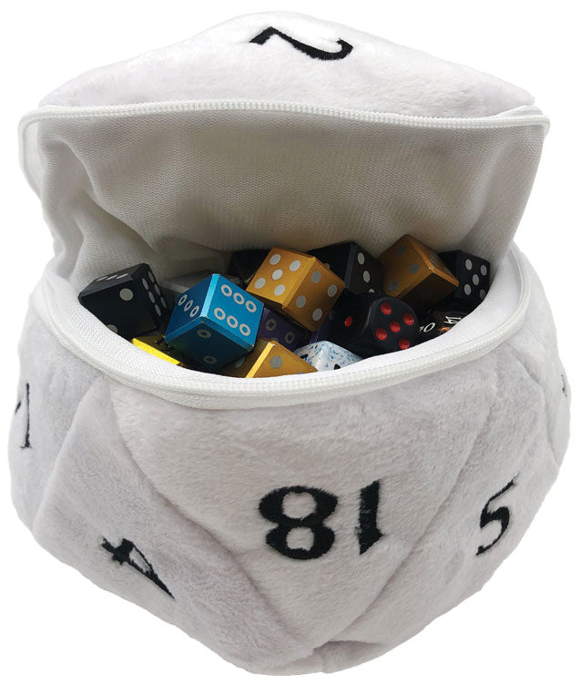 D20 Plush Dice Bag - White (7067318943893)