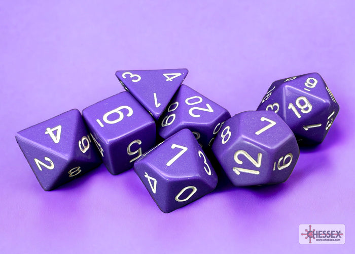 Opaque Purple/White 7-die Set