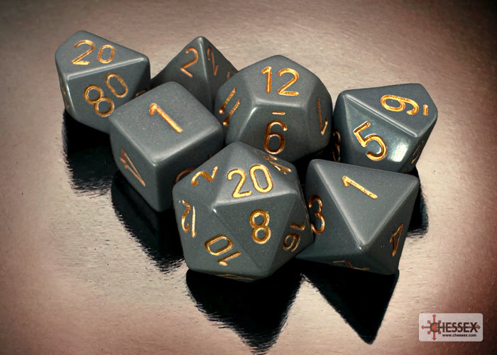 Opaque Dark Grey /Copper Polyhedral 7-die set