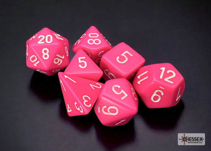 Opaque Pink/White Poly 7-die Set