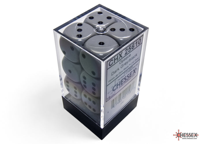 Chessex: Opaque 12D6 Dark Grey/ Black 16mm