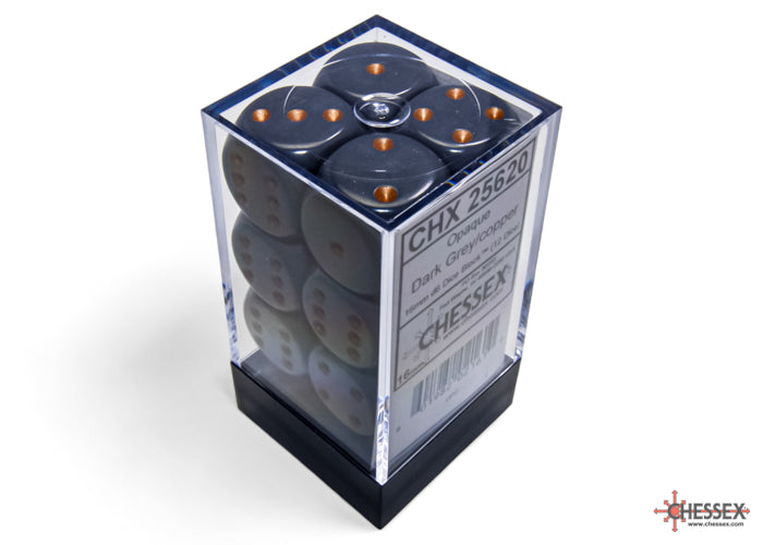 Chessex: Opaque 12D6 Dark Grey/ Copper 16mm