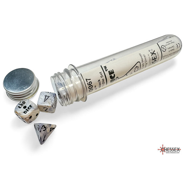 7-Die Set Marble: Calcite/Black (+bonus die) (Lab Dice 8)