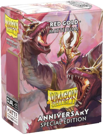 Dragon Shields: (100) Matte Dual - 25th Special Edition Red / Gold (DISPLAY 10)