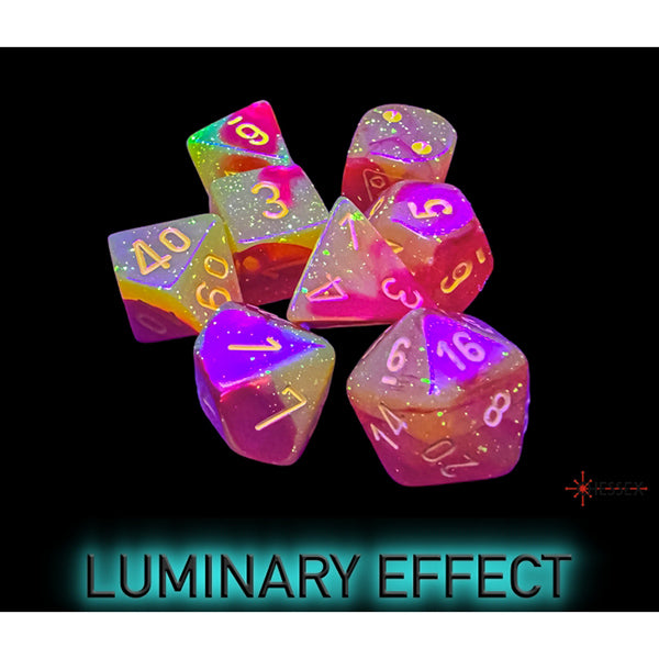 7-Die Set Gemini: Red/Yellow Luminary (+bonus die) (Lab Dice 8)