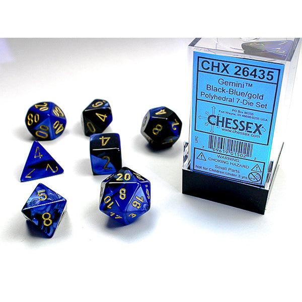 7-Die Set Gemini: Black-Blue/Gold