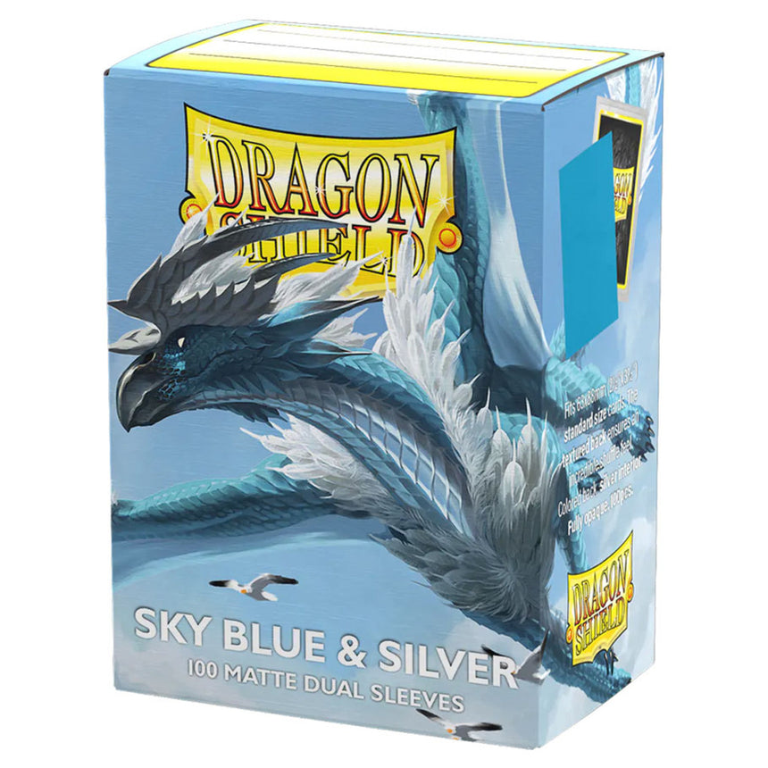 Dragon Shields - Sky Blue & Silver- Dual Matte Sleeves - Standard Size
