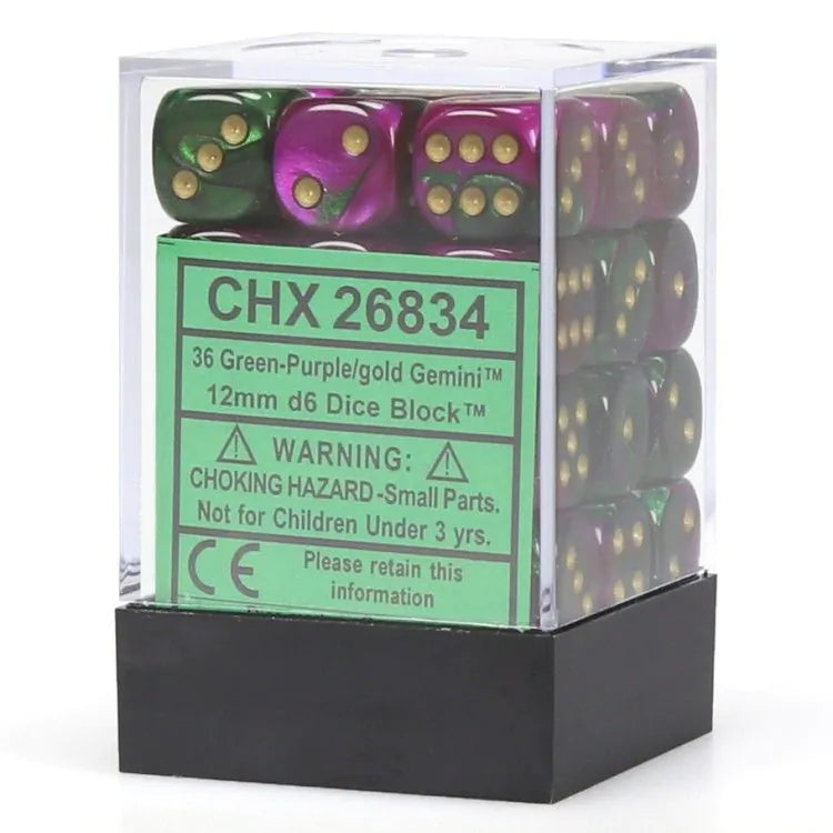 Gemini 2: 12mm D6 Green Purple/Gold (36)
