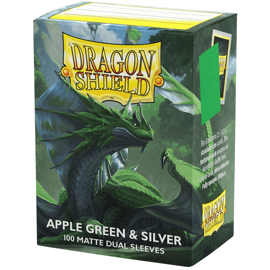 Dragon Shields - Apple Green & Silver - Dual Matte Sleeves - Standard Size