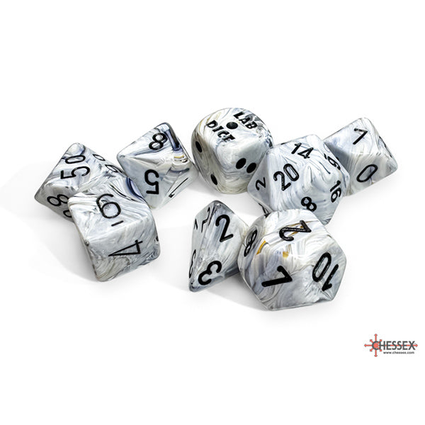 7-Die Set Marble: Calcite/Black (+bonus die) (Lab Dice 8)