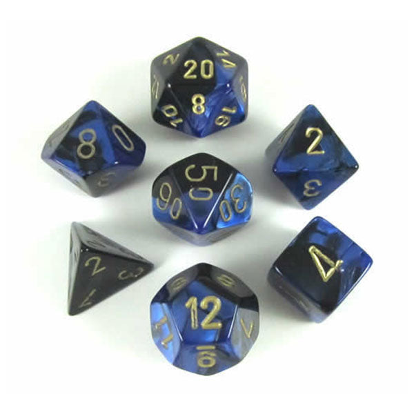 7-Die Set Gemini: Black-Blue/Gold