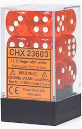 Translucent: 16mm D6 Orange/White (12)