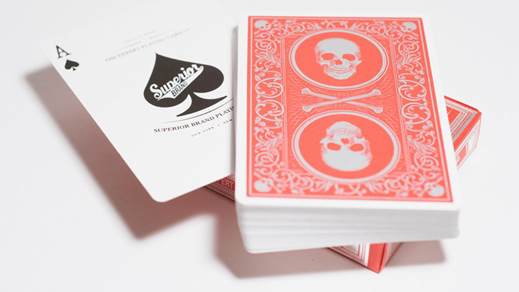 Superior Skull & Bones V2 (Red/Silver) Playing Cards (6386416976021)
