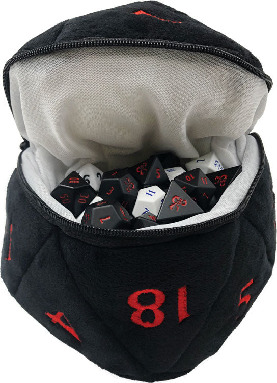 Dungeons & Dragons RPG: Black and Red D20 Plush Dice Bag (7077073617045)