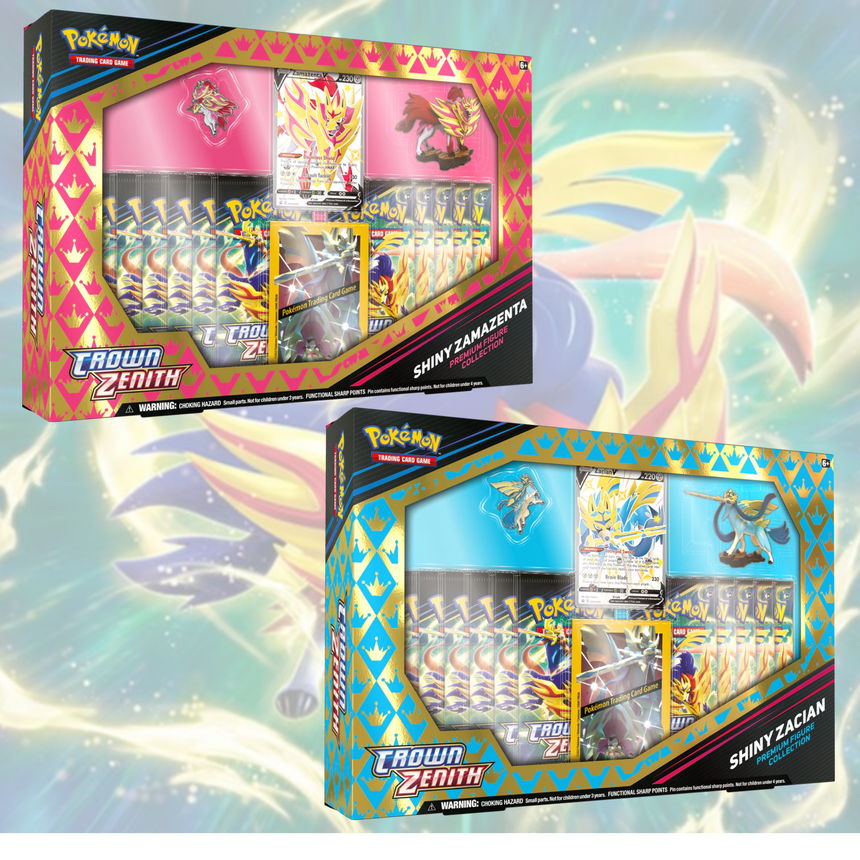 Pokemon TCG: Sword & Shield - Crown Zenith Collection - Premium Figure Collection - Shiny Zacian / Shiny Zamazenta